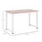 Mesa de Escritorio con Marco de Acero Patas Ajustables Mesa de Estudio para Oficina Hogar 120x60x76 cm Blanco y Natural