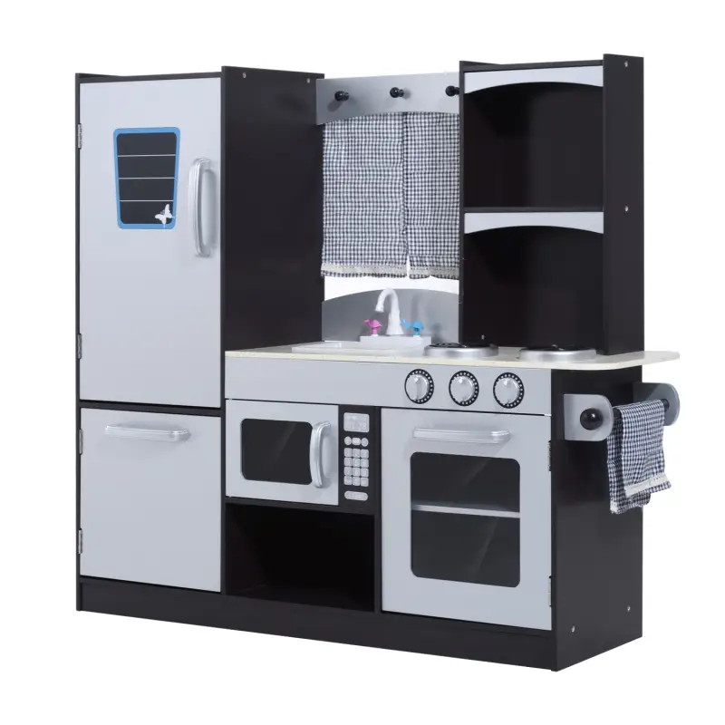 Cocina de Juguete Cocinita Infantil Madera Grande Juego de Imitación para Niños +3 Años con Accesorios Horno Microondas Fregader