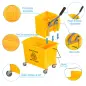 Cubo de Fregar 20L con Ruedas y Escurridor Cubo para Fregona con Separador de Agua 60x27x70,5 cm Amarillo