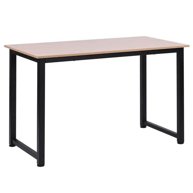 Mesa de Escritorio con Marco de Acero y Patas Ajustables Mesa de Estudio para Oficina Hogar 120x60x76 cm Negro y Natural Mesa de Escritorio con Marco de Acero y Patas Ajustables Mesa de Estudio para Oficina Hogar 120x60x76 cm Negro y Natural