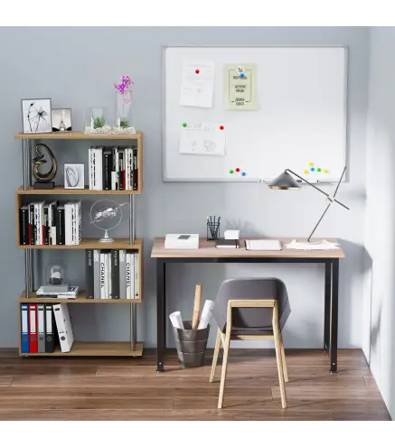 Mesa de Escritorio con Marco de Acero y Patas Ajustables Mesa de Estudio para Oficina Hogar 120x60x76 cm Negro y Natural