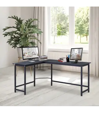 Mesa de Ordenador Escritorio PC Oficina Hogar Mesa Esquinera de Forma L 168x120x75cm Marco Metal