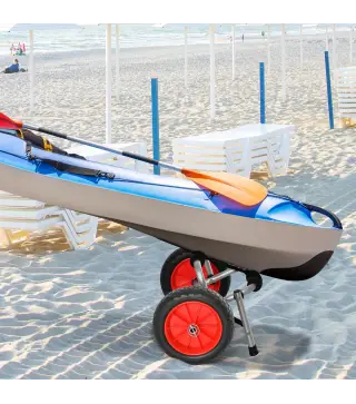 Carro de Transporte Kayak Plegable Barco Canoa Carrier Remolque Carretilla Carga 70kg con Ruedas Portacanoas Universal Aluminio