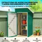 Caseta de Jardín Exterior Metálico 0,74 m² 107,5x91x185 cm con Techo Inclinado Puerta con Cerradura Ventilaciones Verde