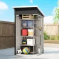 Caseta de Jardín Exterior Metálico 0,74 m² 107,5x91x185 cm con Techo Inclinado Puerta con Cerradura Ventilaciones Gris