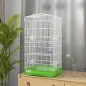 PawHut Jaula para Pájaros Pajarera de Metal con 4 Comederos 3 Perchas Columpio y Bandeja Extraíble Asa 46,5x35,5x92 cm Verde