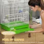 Jaula para Pájaros Pajarera de Metal con 4 Comederos 3 Perchas Columpio y Bandeja Extraíble Asa 46,5x35,5x92 cm Verde
