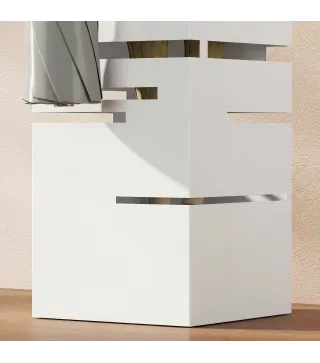 Paragüero Metálico con 4 Ganchos y Bandeja de Goteo Extraíble para Entrada Oficina 15,5x15,5x49 cm Blanco