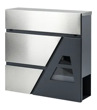 Buzón Exterior de Acero Inoxidable 13 L Buzón de Pared Correo con Cerradura y 2 Llaves Soporte Periódicos Gris Oscuro