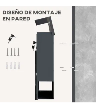 Buzón Exterior de Acero Inoxidable 13 L Buzón de Pared Correo con Cerradura y 2 Llaves Soporte Periódicos Gris Oscuro