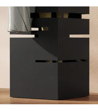 Paragüero Metálico con 4 Ganchos y Bandeja de Goteo Extraíble para Entrada Oficina 15,5x15,5x49 cm Negro