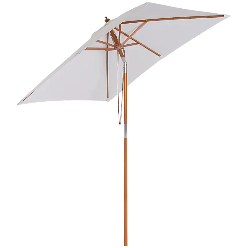 Parasol de Terraza Rectangular Inclinable 200x150x235 cm con Anti-UV Impermeable y Poste de Madera Crema