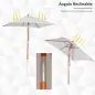 Parasol de Terraza Rectangular Inclinable 200x150x235 cm con Anti-UV Impermeable y Poste de Madera Crema