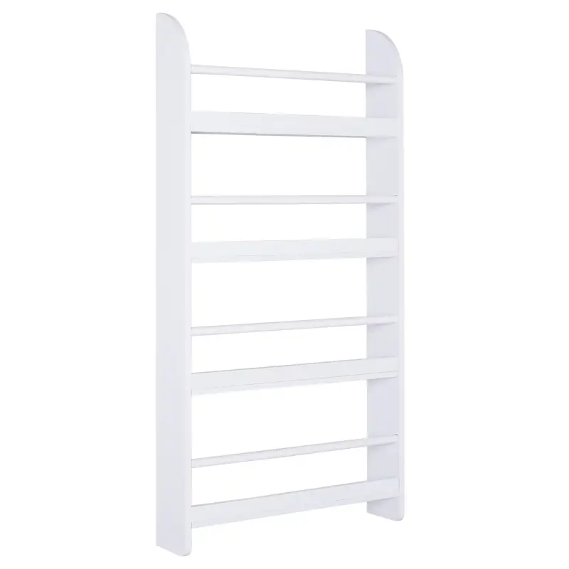 Estantería de Pared de Libros con 4 Estantes Librería Infantil para Hogar Oficina Carga 30kg 59x12x113 cm Blanco