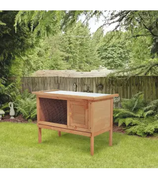 Casa para Conejos Exterior Conejera Grande de Patas Elevadas con Bandeja Extraíble Fácil de Limpiar Estable Buena Ventilación 90