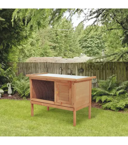 Casa para Conejos Exterior Conejera Grande de Patas Elevadas con Bandeja Extraíble Fácil de Limpiar Estable Buena Ventilación 90