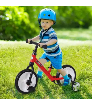 Bicicleta de Equilibrio con Pedales y Ruedas Entrenamiento Extraíbles de Asiento Regulable 33-38cm Niños +24 Meses Carga 25kg Ro