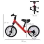 Bicicleta de Equilibrio con Pedales y Ruedas Entrenamiento Extraíbles de Asiento Regulable 33-38cm Niños +24 Meses Carga 25kg Ro
