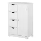 Armario Auxiliar de Baño Mueble para Baño con Puerta 4 Cajones y Estante Ajustable para Cocina Salón 56x30x83 cm Blanco
