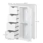 Armario Auxiliar de Baño Mueble para Baño con Puerta 4 Cajones y Estante Ajustable para Cocina Salón 56x30x83 cm Blanco