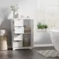 Armario Auxiliar de Baño Mueble para Baño con Puerta 4 Cajones y Estante Ajustable para Cocina Salón 56x30x83 cm Blanco