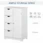Armario Auxiliar de Baño Mueble para Baño con Puerta 4 Cajones y Estante Ajustable para Cocina Salón 56x30x83 cm Blanco