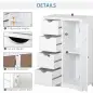 Armario Auxiliar de Baño Mueble para Baño con Puerta 4 Cajones y Estante Ajustable para Cocina Salón 56x30x83 cm Blanco