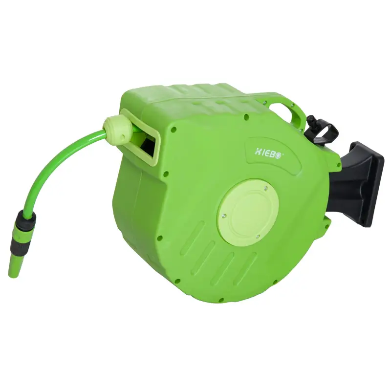 Carrete para Manguera 15M+1,5M Soporte Mural Portamanguera Roll-up Automático Giratorio 180° con Pistola de Pulverización Gran A