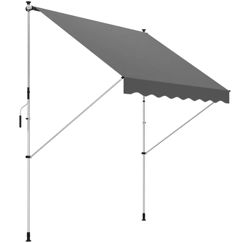 Toldo Manual Retráctil 300x150x170-280 cm con Altura Ajustable Manivela y Protección Solar para Terraza Gris
