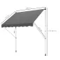 Toldo Manual Retráctil 300x150x170-280 cm con Altura Ajustable Manivela y Protección Solar para Terraza Gris