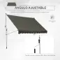 Toldo Manual Retráctil 300x150x170-280 cm con Altura Ajustable Manivela y Protección Solar para Terraza Gris