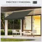 Toldo Manual Retráctil 300x150x170-280 cm con Altura Ajustable Manivela y Protección Solar para Terraza Gris