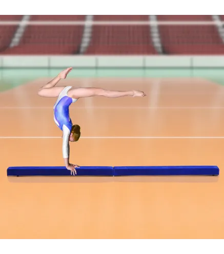 Barra de Equilibrio Gimnasia Plegable 210 cm Barra de Gimnasia Artística para Niños Adultos Entrenamiento en Casa Azul