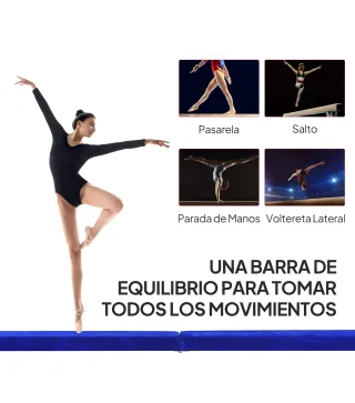Barra de Equilibrio Gimnasia Plegable 210 cm Barra de Gimnasia Artística para Niños Adultos Entrenamiento en Casa Azul