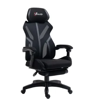 Silla Gaming con Reposapiés Retráctil Silla de Oficina Giratoria Reclinable con Reposacabezas y Altura Ajustable 65x65x119-129 c