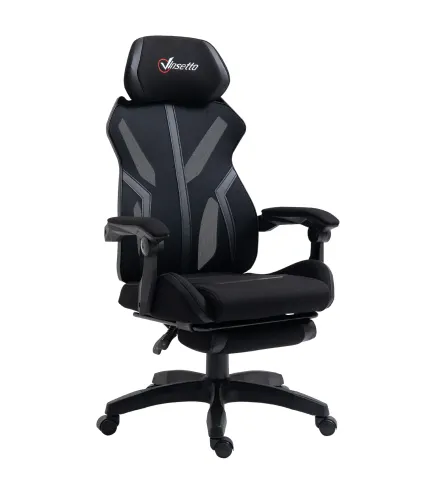 Silla Gaming con Reposapiés Retráctil Silla de Oficina Giratoria Reclinable con Reposacabezas y Altura Ajustable 65x65x119-129 c