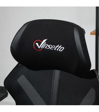 Silla Gaming con Reposapiés Retráctil Silla de Oficina Giratoria Reclinable con Reposacabezas y Altura Ajustable 65x65x119-129 c