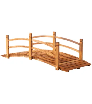 Puente de Arco de Madera 185x72x58 cm con Pasamanos Puente de Jardín para Decoración Patio Carga 200 kg Natural