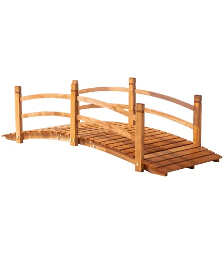 Puente de Arco de Madera 185x72x58 cm con Pasamanos Puente de Jardín para Decoración Patio Carga 200 kg Natural