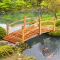 Puente de Arco de Madera 185x72x58 cm con Pasamanos Puente de Jardín para Decoración Patio Carga 200 kg Natural