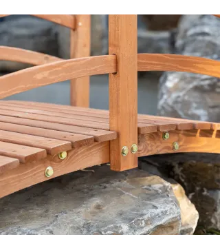 Puente de Arco de Madera 185x72x58 cm con Pasamanos Puente de Jardín para Decoración Patio Carga 200 kg Natural