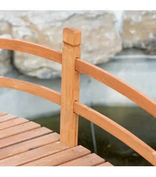Puente de Arco de Madera 185x72x58 cm con Pasamanos Puente de Jardín para Decoración Patio Carga 200 kg Natural