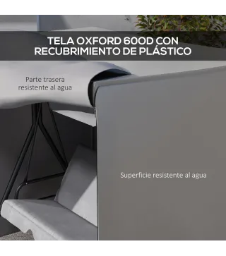 Funda para Balancín de Jardín con Cremallera Cubierta para Muebles de Exterior 177x114x152 cm Gris