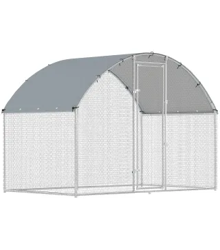 Gallinero para Exterior 2,8x1,7x1,9 m Cubierta de Tela Oxford Anti-UV Impermeable Pestillos para 5-8 Gallinas Plata