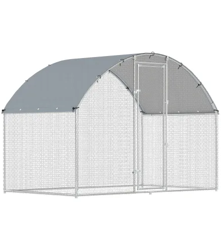 Gallinero para Exterior 2,8x1,7x1,9 m Cubierta de Tela Oxford Anti-UV Impermeable Pestillos para 5-8 Gallinas Plata
