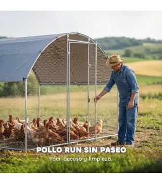 Gallinero para Exterior 2,8x1,7x1,9 m Cubierta de Tela Oxford Anti-UV Impermeable Pestillos para 5-8 Gallinas Plata