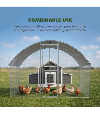Gallinero para Exterior 2,8x1,7x1,9 m Cubierta de Tela Oxford Anti-UV Impermeable Pestillos para 5-8 Gallinas Plata