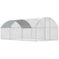 PawHut Gallinero para Exterior 2,8x5,1x1,9 m Cubierta de Tela Oxford Anti-UV Impermeable Pestillos para 15-24 Gallinas Plata