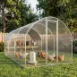 Gallinero para Exterior 2,8x5,1x1,9 m Cubierta de Tela Oxford Anti-UV Impermeable Pestillos para 15-24 Gallinas Plata