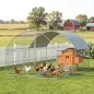 Gallinero para Exterior 2,8x3,4x1,9 m Cubierta de Tela Oxford Anti-UV Impermeable Pestillos para 10-16 Gallinas Plata